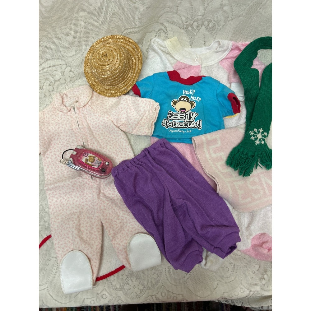 Vintage Doll Clothes Lot Bobby‎ Jack Monkey Shirt Sleepers Straw Hat Toy Phone